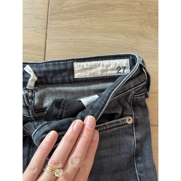 Rag & Bone Nina High Rise Ankle Flare Jeans Distressed Black W2947C104 Size 27 - Picture 2 of 5